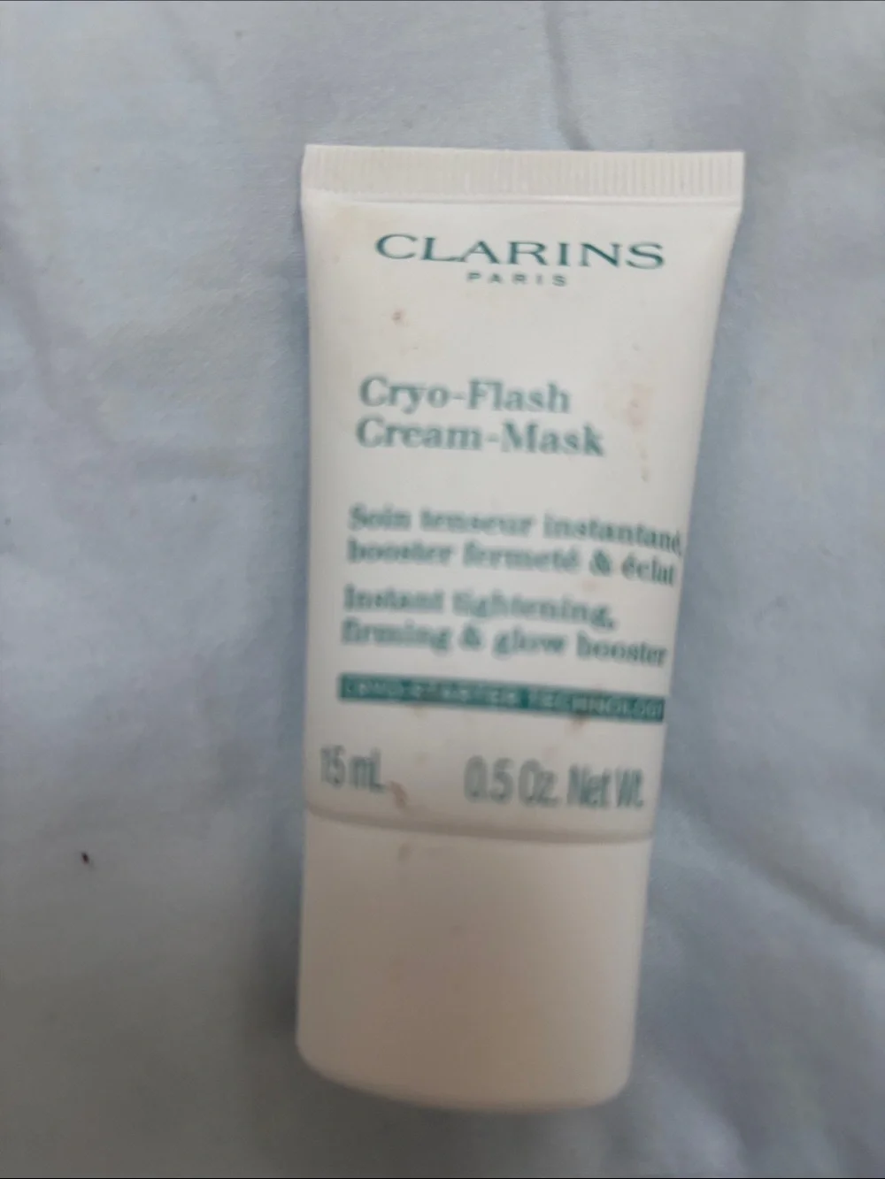 Clarins Cryo-Flash Cream-Mask — White Tube with Teal Logo .5 oz